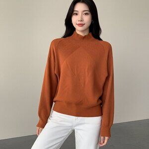 El Story Mock Neck Pull Over Cashmere/Wool Blend Sweater Size M